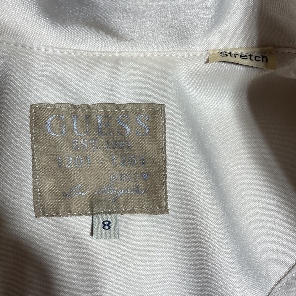 Guess Cream Blazer with Silver Sparkles & Shoulder Pads Size 8 - Picture 6 of 11